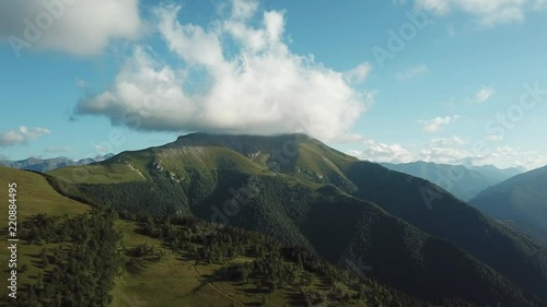 Panorama of the Crimean mountains. Beautiful mountains with forests aerial view photo