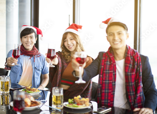 Young people celebrating new year and christmas