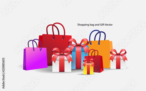 vector equipment gift box and shopping bag
