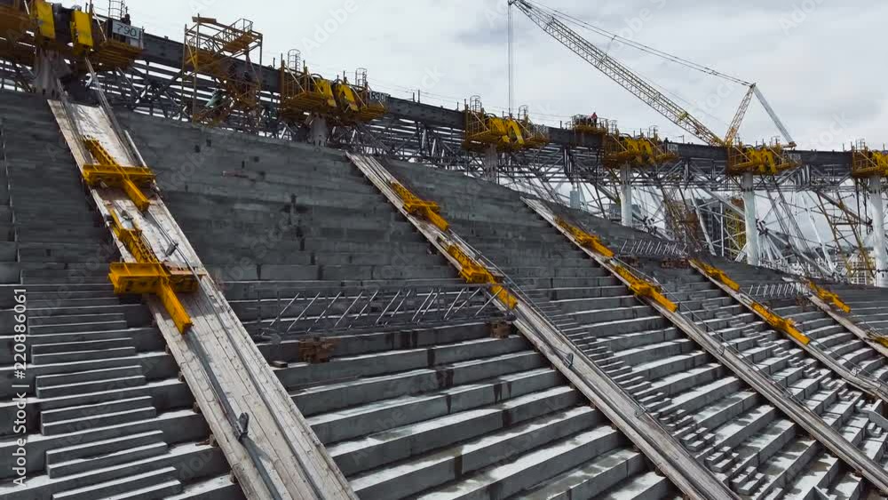 Construction of seats in the stadium Construction of seats in the stadium