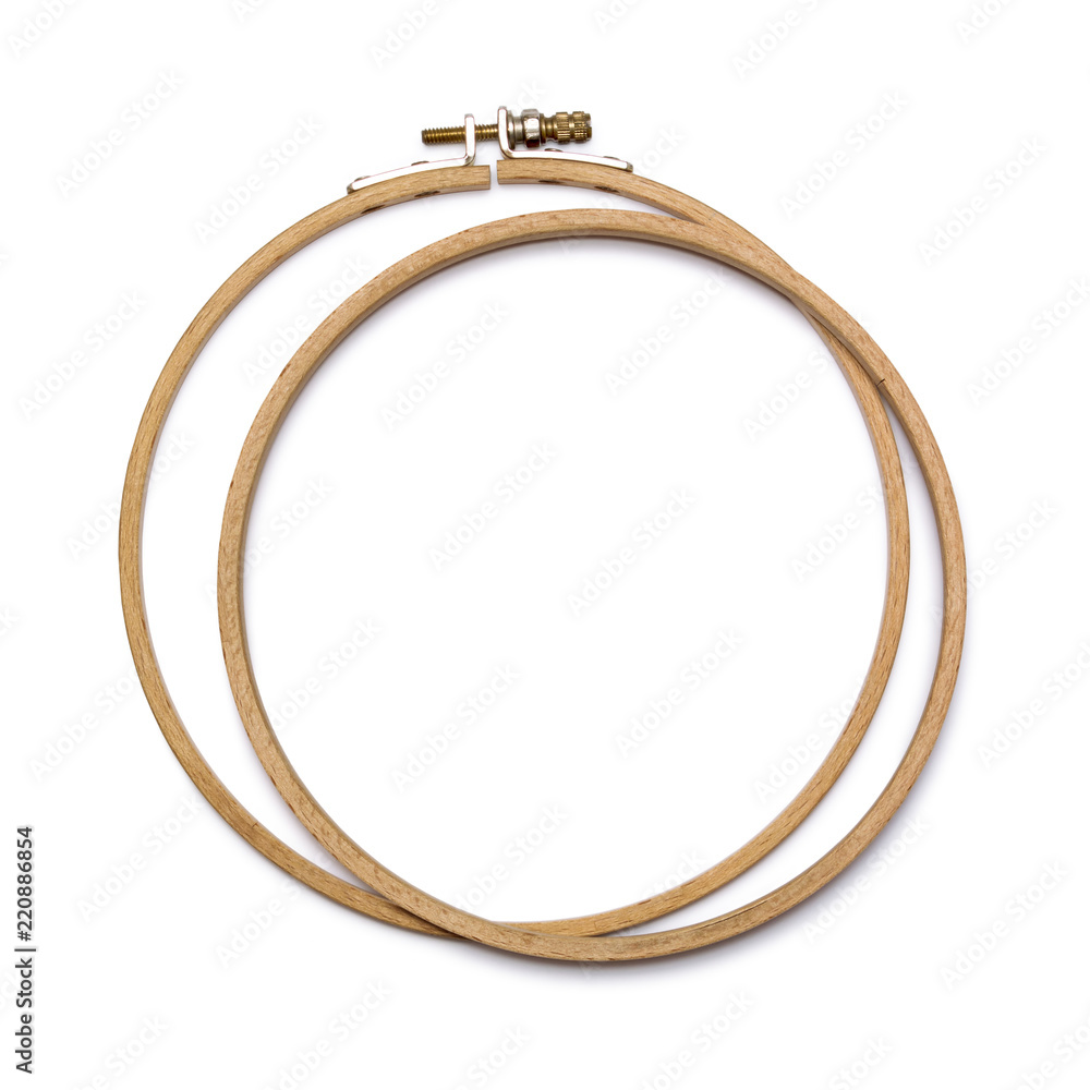 Wooden embroidery hoop isolated on white background Wooden embroidery hoop isolated on white background