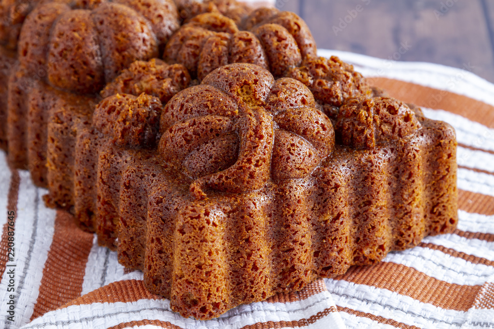 Homemade pumpkin bread made in decorative pan Homemade pumpkin bread made in decorative pan