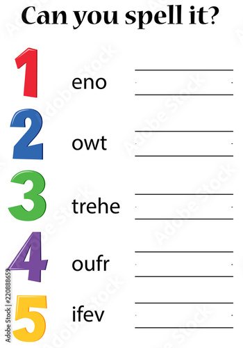 Number mathematics spell worksheet