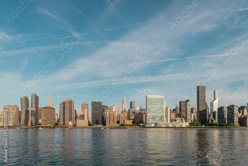 Manhattan view from new Hunters point park in the beautiful early morning. © auseklis