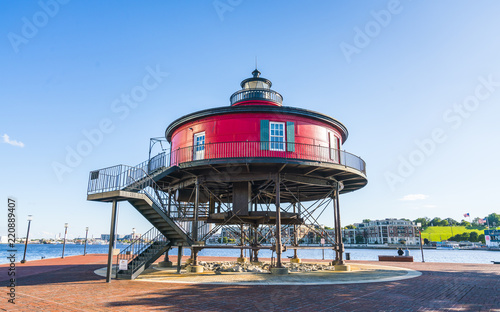 baltimore,md,usa. 09-07-17: Seven Foot Knoll Lighthouse, baltimore  inner harbor  on sunny day.