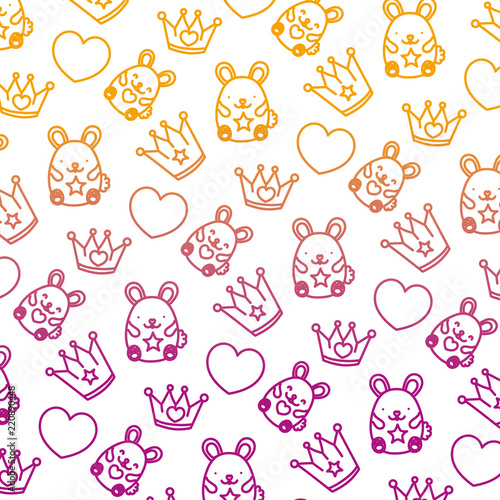 degraded line metal crown with heart and mice background
