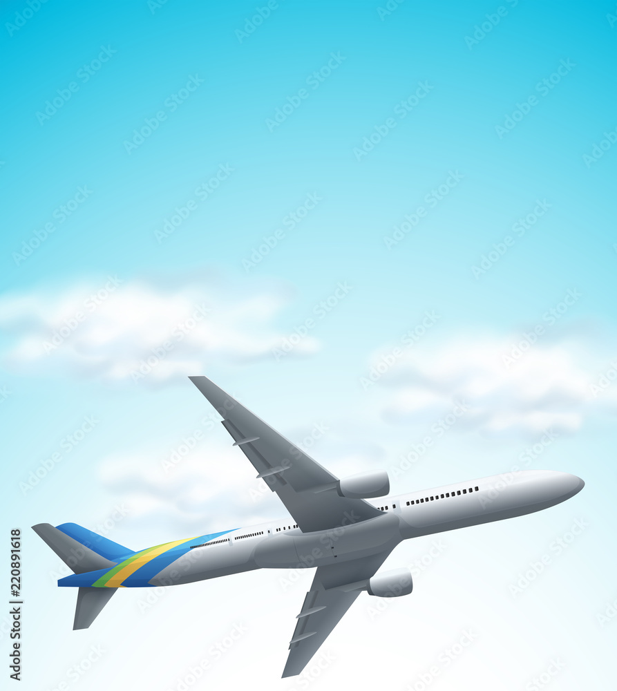 Obraz premium Commerical airplane flying above