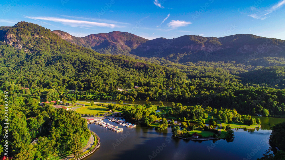 Drone Aerial of Lake Lure in North Carolina