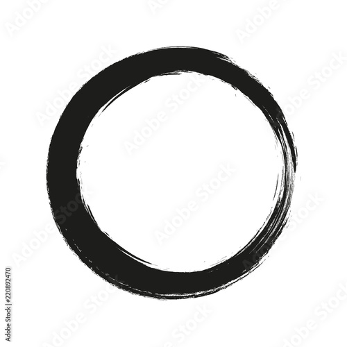 vector brush strokes circles of paint on white background. Ink hand drawn paint brush circle. Logo, label design element vector illustration. Black abstract circle. Frame.