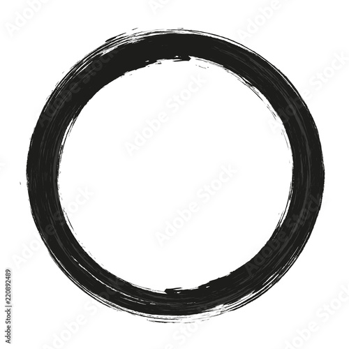 vector brush strokes circles of paint on white background. Ink hand drawn paint brush circle. Logo, label design element vector illustration. Black abstract circle. Frame.