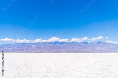 bad water basin  landscape on sunny day ,death valley national park,California,usa.