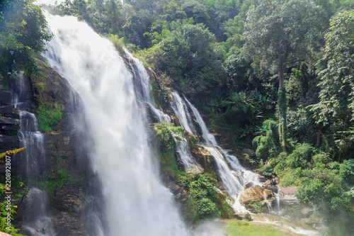 Nature stream waterfall in forest.