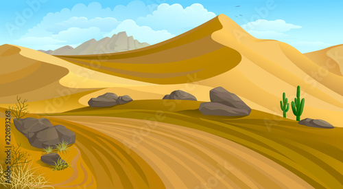 A sandy hot desert dune in the middle of nowhere.