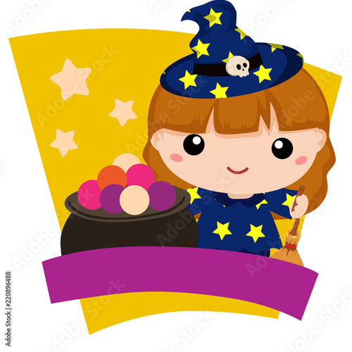 halloween lovable kids witch cartoon