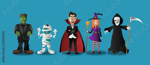 Paper art style of Halloween character design for banner, poster or background.