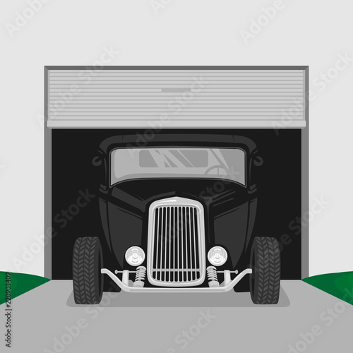 classic vintage retro custom car illustration vector side view