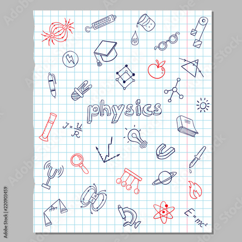 Physics Sketch Icons Set