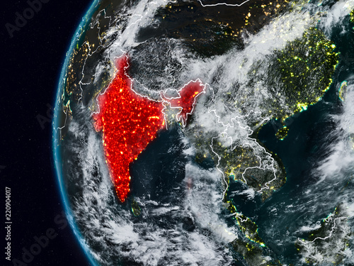 India from space during night