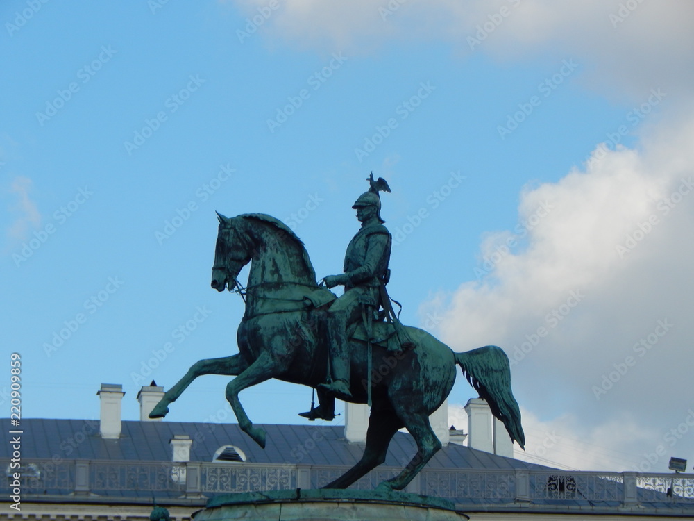 statue, horse, monument, Russian, Emperor, Nicholas I, in St. Petersburg, sculpture, architHorse Monument to the Russian Emperor Nicholas I in St. Petersbur