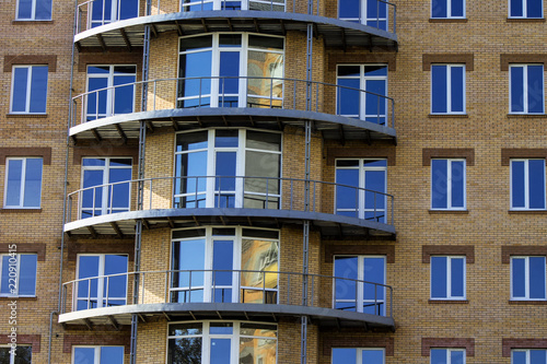 Facade of a multi-storey building. Fragment.