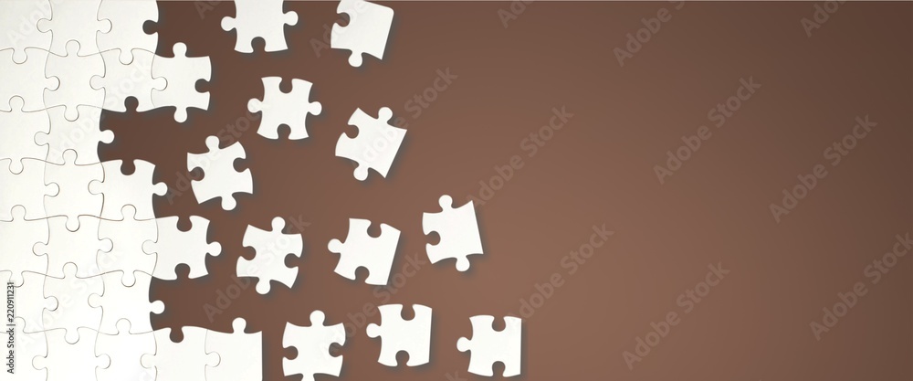 White puzzle pieces on blue background White puzzle pieces on blue background