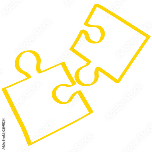 Handgezeichnetes Puzzle in gelb