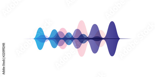 Sound waves of different colors, audio digital equalizer technology, vector Illustration on a white background