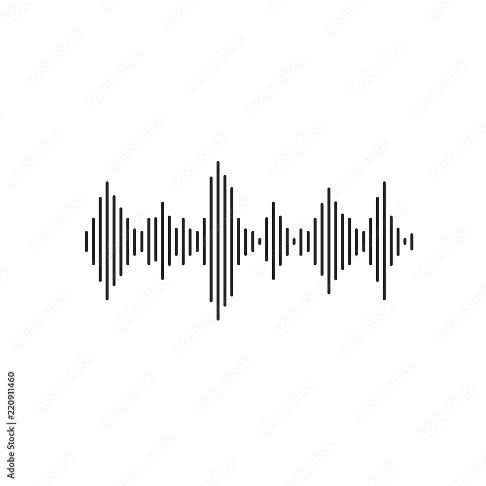 Sound wave vector illustration, flat simple line acoustic or sonic wave or signal isolated