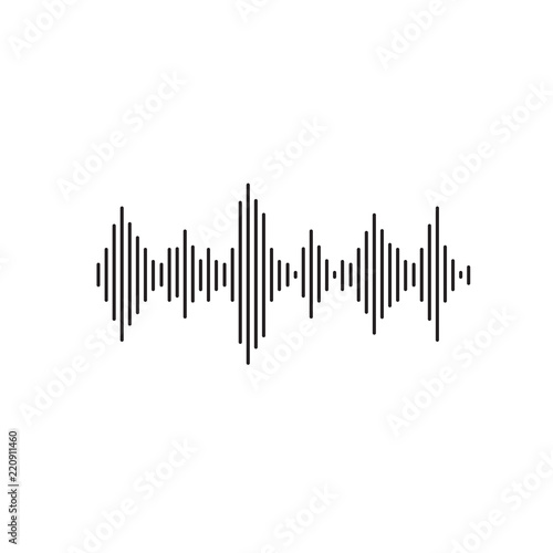 Sound wave vector illustration, flat simple line acoustic or sonic wave or signal isolated