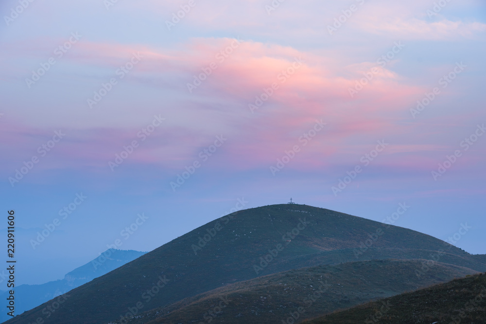 Colourful sunrise over the hill