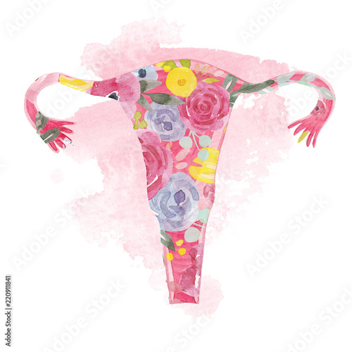 Woman uterus with flowers illustration