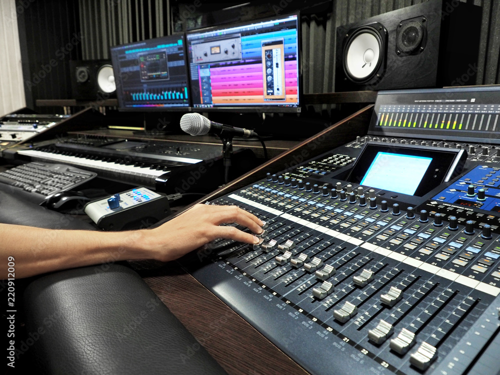 Sound Recording Studio With Music Recording Equipment Stock-Foto | Adobe  Stock