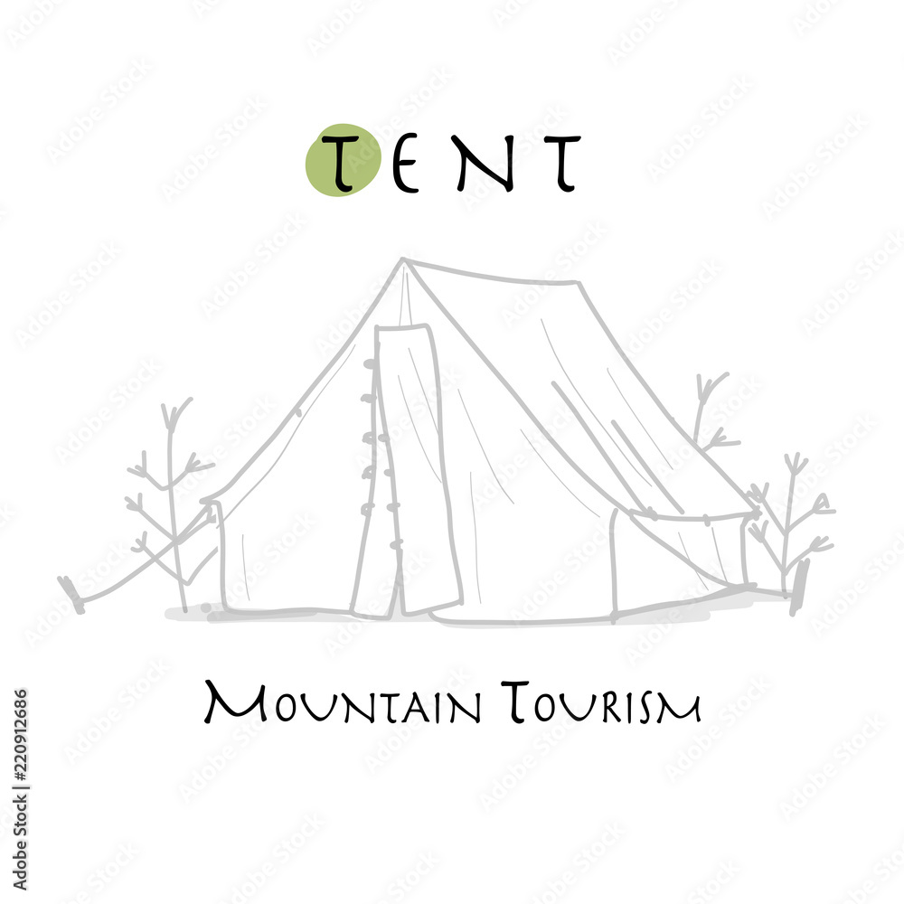 Camping tent for tourism, sketch for your design