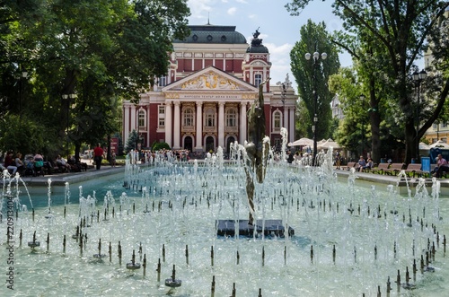 View of the Ivan Vazov National Theatre in Sofia on summer 2018 Sofia, capital of Bulgaria. photo