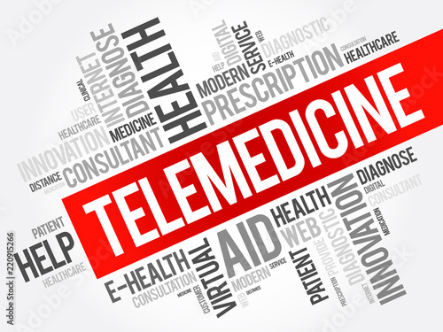 Telemedicine word cloud collage, health concept background