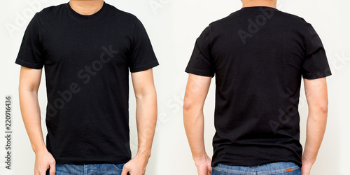 Fototapeta Black T-Shirt front and back, Mock up template for design print