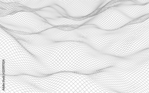 Wallpaper Mural Abstract landscape on a white background. Cyberspace grid. Hi-tech network. 3d illustration Torontodigital.ca