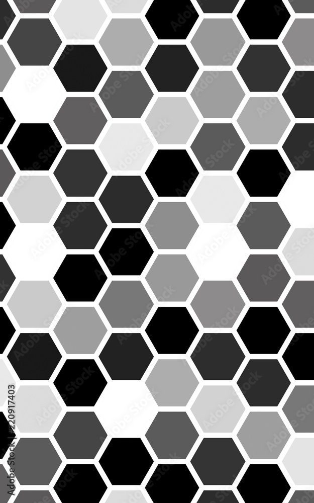 White honeycomb with a gradient color. Isometric geometry. 3D illustration White honeycomb with a gradient color. Isometric geometry. 3D illustration