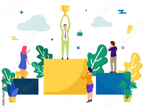 Business people appreciate the success of colleague for achieving the award, Success concept based modern flat design.