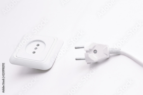 electrical outlet and plug.isolated on a white background