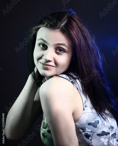 portrait of a pretty young woman.isolated on black