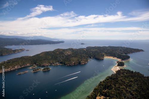 Aerial view of Thormanby Island during a sunny summer day. Taken in Sunshine Coast, BC, Canada. © edb3_16