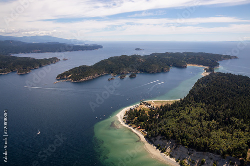 Aerial view of Thormanby Island during a sunny summer day. Taken in Sunshine Coast, BC, Canada. © edb3_16