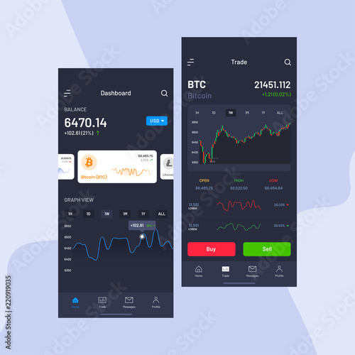 Cryptocurrencies trading, and exchange UI or UX concept for Mobile Apps.