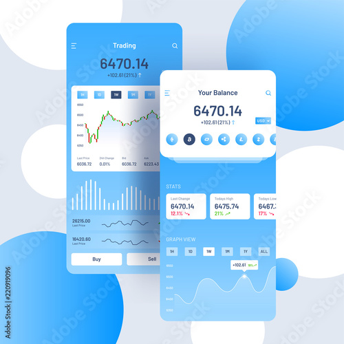 Cryptocurrencies trading, and exchange UI or UX concept for Mobile Apps.