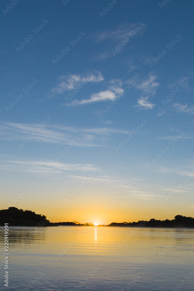 Sunrise over River in the Brasil Pantanal