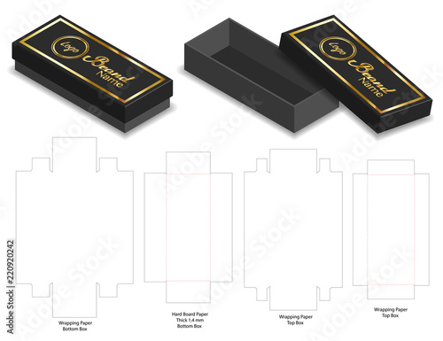 hard board paper rigid box 3d mockup with dieline