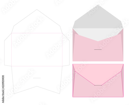 Envelope die cut mock up template vector