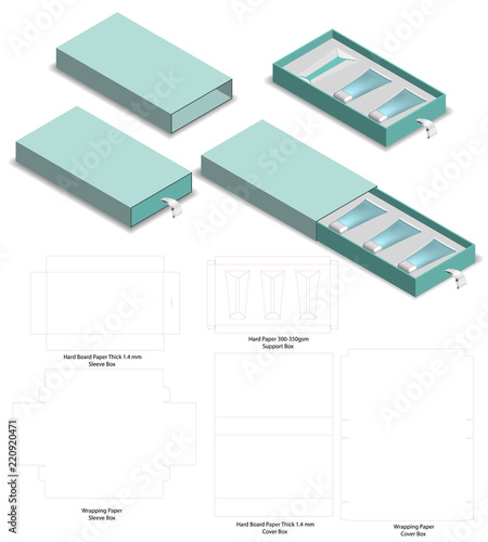 Rigid Sleeve box die cut mock up template vector