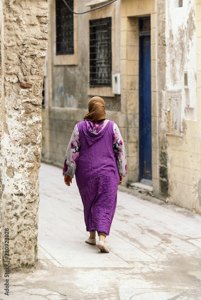 Essaouira, Morocco, Old Medina District and Woman in Morocco